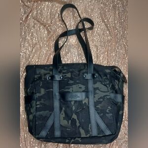 Allen Edmonds Black and Dark Green Camo Duffel Tote